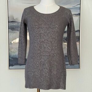 INC International Concepts Metallic Gray Knit Tunic Sweater Top